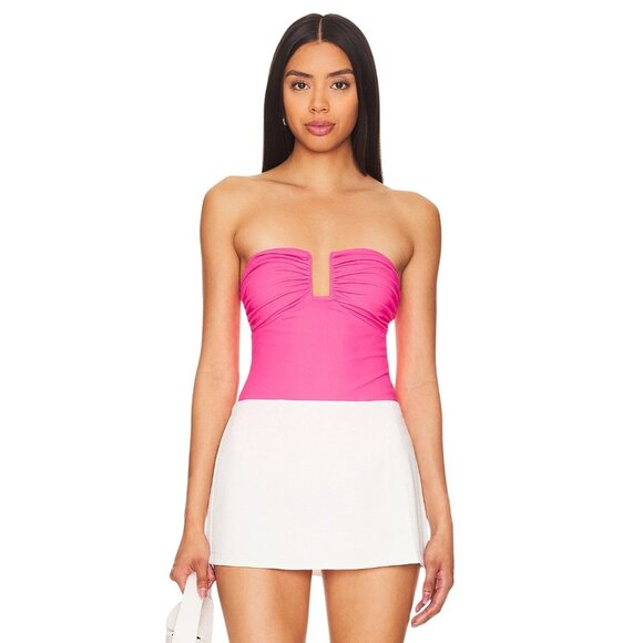 Susana Monaco Wire One Piece in Shocking Pink Small New Womens Bodysuit - Picture 2 of 10